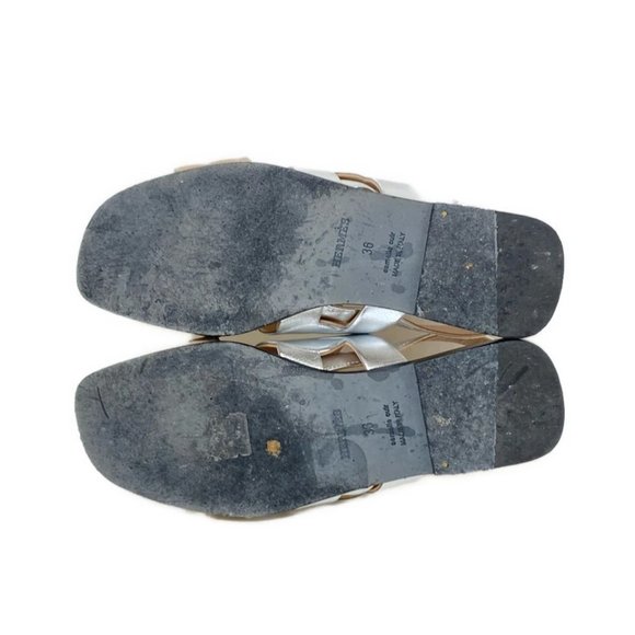 HERMES Grace Silver Beige Leather Women's Sandals 617-022625 - Picture 7 of 9